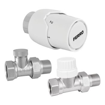 Set robinet cu cap termostat + retur FERRO ZTM02